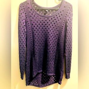 Rock and Republic Purple Metallic Fishnet Sweater Size Medium